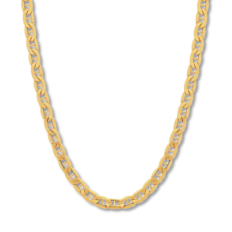 Hollow Mariner Link Necklace Yellow Gold Plated 22"