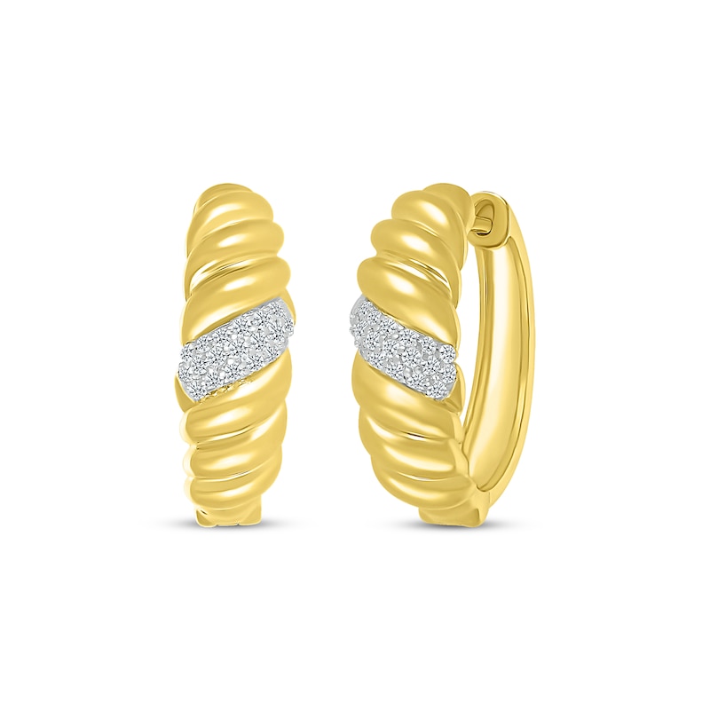 Round-Cut Diamond Twist Hoop Earrings 1/4 ct tw Yellow Gold Plated