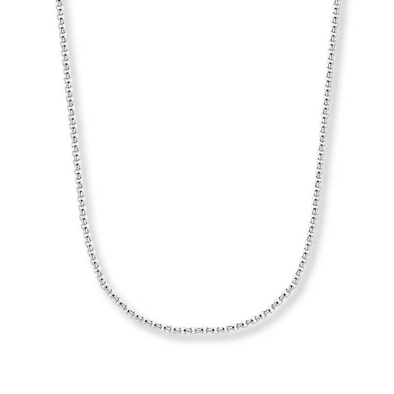 Hollow Box Chain White Gold Plated 20"