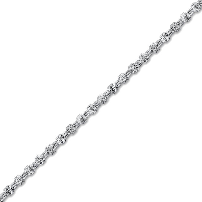 Diamond Flower Bracelet 1 ct tw Round-cut White Gold Plated