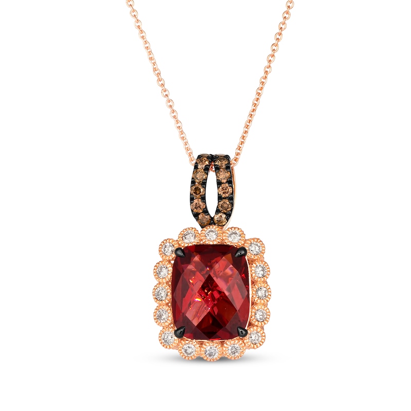 Le Vian Vault Garnet Necklace 1/2 ct Diamonds Strawberry Gold Plated 20"