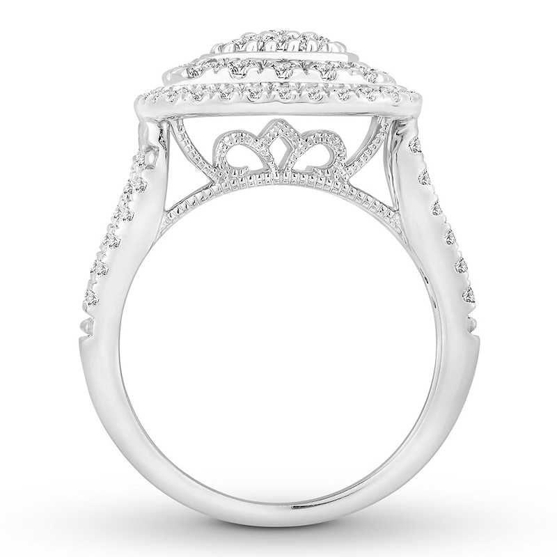 Diamond Engagement Ring 1-1/2 ct tw Round-cut White Gold Plated