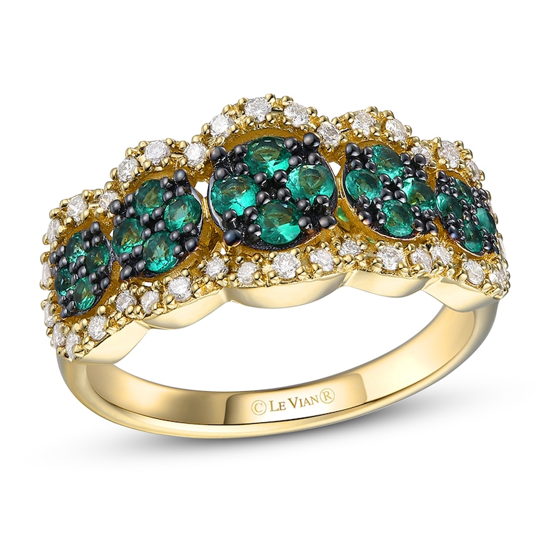 Le Vian Emerald Ring 1/4 ct tw Diamonds Honey Gold Plated