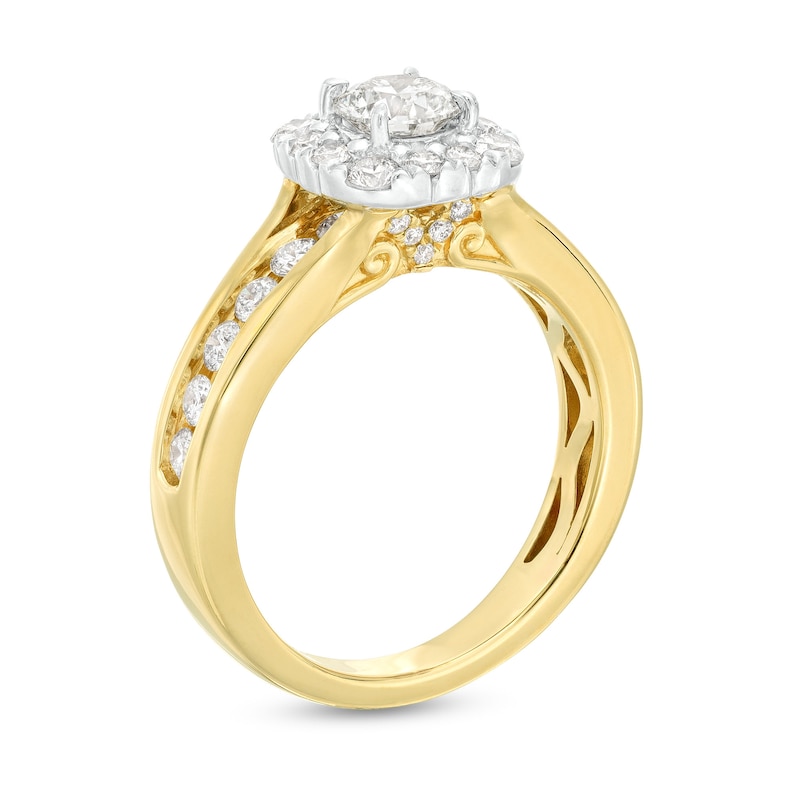 Diamond Engagement Ring 1-3/8 ct tw Round-cut Yellow Gold Plated
